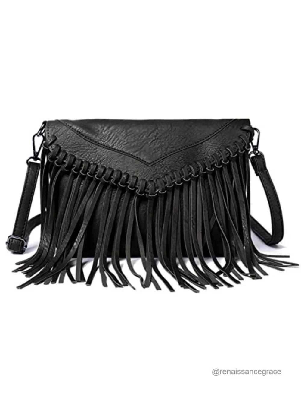 Vegan Leather Fringe Hobo Bag Crossbody Tassel Hippie Purse